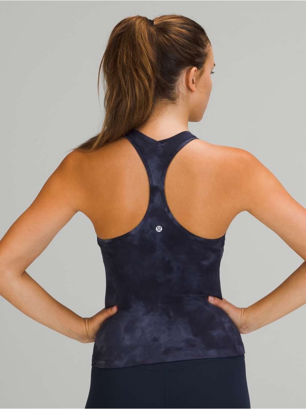 Lululemon Cool Racerback Tank Shorter Length -Diamond Dye Asphalt Grey True Navy - Picture 2 of 6